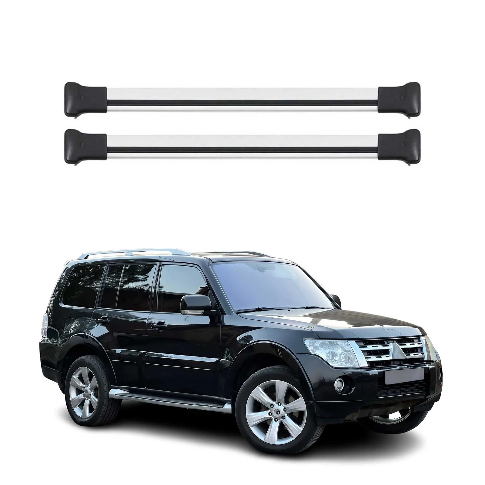 Barres de toit haut de gamme en aluminium gris pour Mitsubishi Pajero break de 2007 à 2025