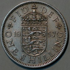 United Kingdom Elizabeth II 1957  1 Shilling Km#904