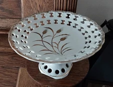 Vintage Lefton Hand Painted Wheat Pedestal Tidbit Candy Dish