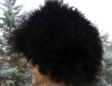 Black Genuine Handmade sheepskin Papakha hat Caucasus Mountain man Army