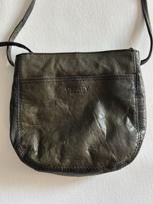 OSPREY LONDON Leather Crossbody Bag Dark  Green Zip Small EUC Practical