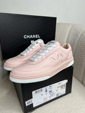 Chanel Pink Leather Sneakers Size 38 Brand New, Full Set