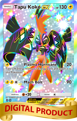 shiny tapu koko pokemon card Pokemon Pocket TCG Trading Card 2 Star Shiny Tapu Koko EX Mega Rising  DIGITAL