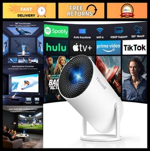Mini Projecteur WiFi Bluetooth 1080P Portable pour Chambre, Android 12, Pierre-clé,