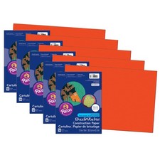 5 Packs Prang Construction Paper Orange, 12x18in, 50 Sheets Per Pack, School