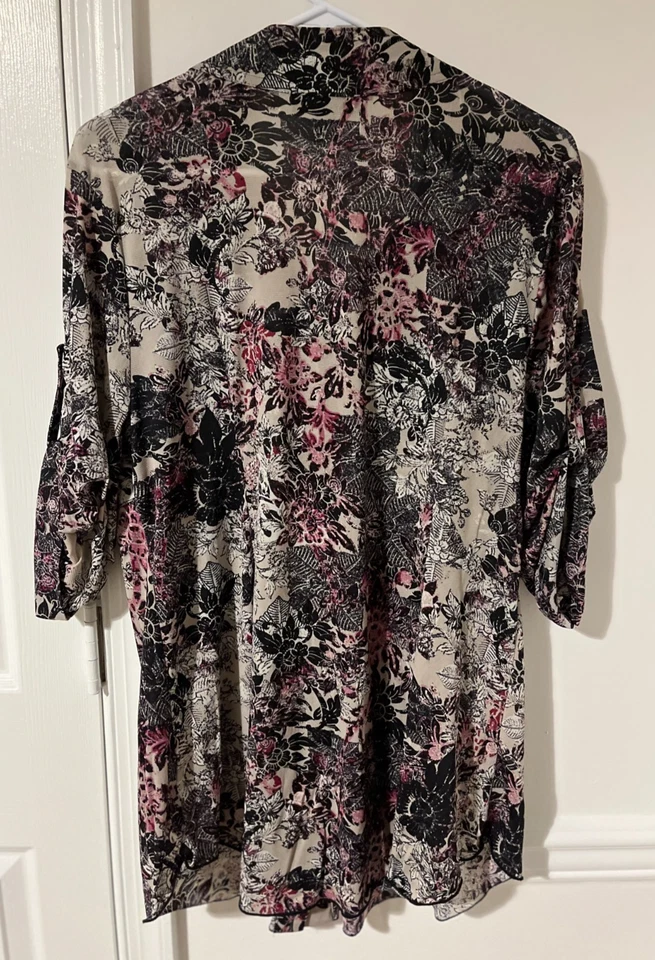 Camisa ligera transparente floral Style & Co para mujer XL manga 3/4 Foto 2 de 4