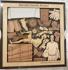 SOCCER FANATIC PUZZLE Made in USA Creative Crafthouse New 7.5 in Solid Wood