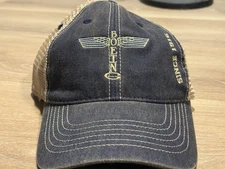 Legacy Boeing Trucker Hat Mens One Size Blue White Mesh Aviation Logo Snapback