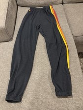  Brand New Aviator Nation 5 STRIPE SWEATPANTS - CHARCOAL Size S