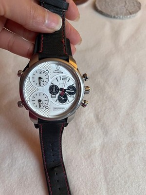 DETOMASO Casabona 3 Time Zone Mens Watch Multifunction Stainless Steel Quartz