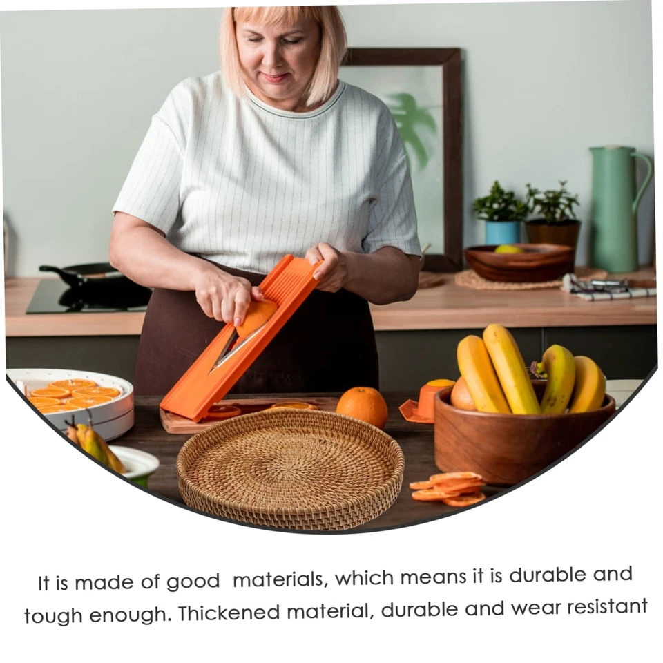 Rattan Storage Basket Rattan Tray Round Wicker Serving Basket Woven Bread Sma... - Image 3 of 4