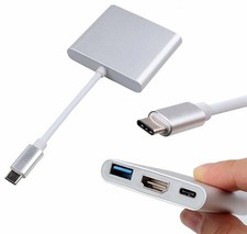 Type C USB 3.1 Male to USB-C Female 4K HDMI Female 3.0 Adapter Cable 3 in1 Hub