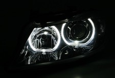 EAGLE EYES Scheinwerfer Schwarz Wei�e Ringe f�r BMW 3er E90 E91 2005-2008