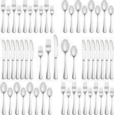 40 Piece Silverware Set Service for 8,Premium Stainless 40 Pieces, Silver 