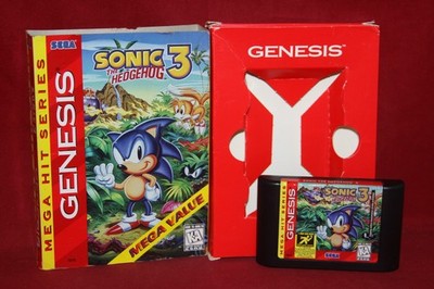 Sonic the Hedgehog 3 Mega Hit (Sega Genesis, 1994) Authentic Game Cartridge, Box