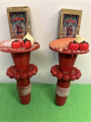 Vintage Fox Run Red Acrylic Italian Cafe Setting Bottle Stopper X2