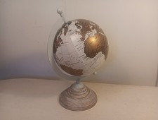Desk Globe. Gold & White. Vintage Style Reproduction 6 Inch Diameter 10&frac12;" Tall