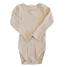 Rylee + Cru Ribbed Long Sleeve Bodysuit Natural 18-24 Months Baby Onepiece