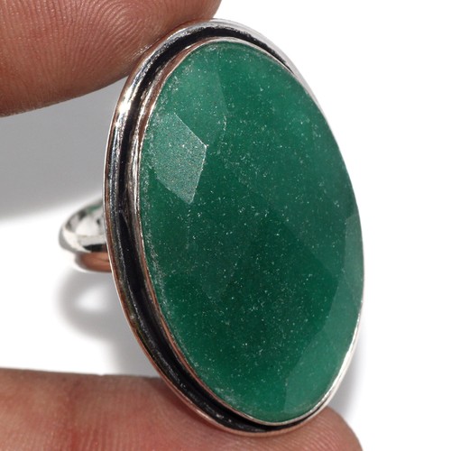 Simulated Emerald 925 Silver Plated Ring Us 8.5 Aesthetic Jewellery AU g540