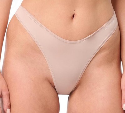 CALVIN KLEIN Women s CK BEIGE Ideal Stretch Micro Thong Panty QD5117 Size S