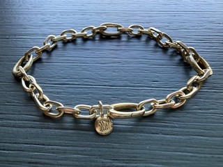 Bracciale Monica Vinader Alta Capture Mini Link Charm Oro Giallo 18k Vermeil