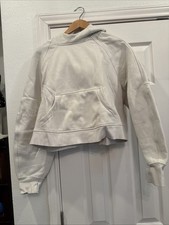Lululemon Cropped Hoodie Pullover White Relaxed Fit Kangaroo Pocket M/L
