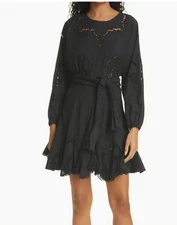 RHODE Ella Black Eyelet-embroidered sz Small No sash