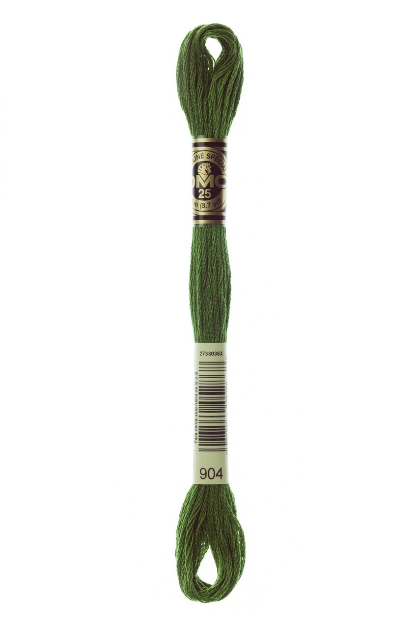 8 METER STRANDED COTTON CROSS STITCH THREAD DMC SHADE 904 VERY DARK PARROT GREEN