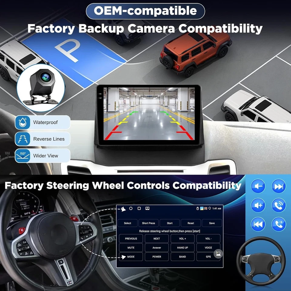 Autoradio Android pour Ford Fiesta 2009-2017: 2GB+64GB Écran Tactile IPS 9 Pouce - Photo 4/4