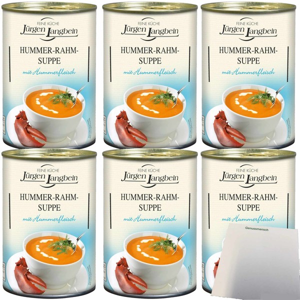 JüRgen Langbein Hummer Rahm Suppe Mit Hummerfleisch 6X400Ml Dose + Usy Block-image