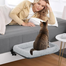 Firm Bedside Cat Bed, Cat Bed with Soft Guardrail Extension Attached to Human Be