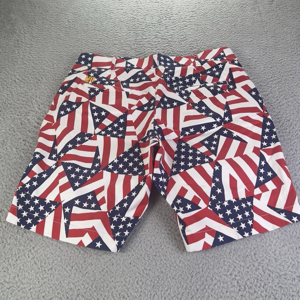 Loudmouth Golf Shorts Mens 36 Multicolor Patriotic Flagdelic Stars Stripes USA - Image 2 of 4