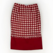 VTG Moschino Cheap Chic Houndstooth Wool Red Midi Pencil Skirt Womens Size US 6