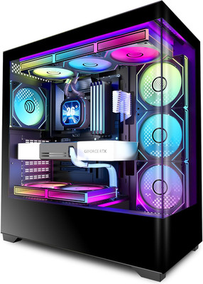 PC CASE ATX 7 PWM ARGB Fans Pre-Installed, Type-C Mid Tower Computer Case with F