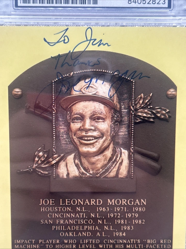 Joe Morgan Signed Auto HoF Plaque Postcard PSA DNA - Image 3 of 3