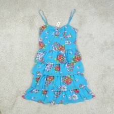 Aeropostale Dress Womens Small Blue Floral Ruffle Boho Summer Holiday Mini Fairy