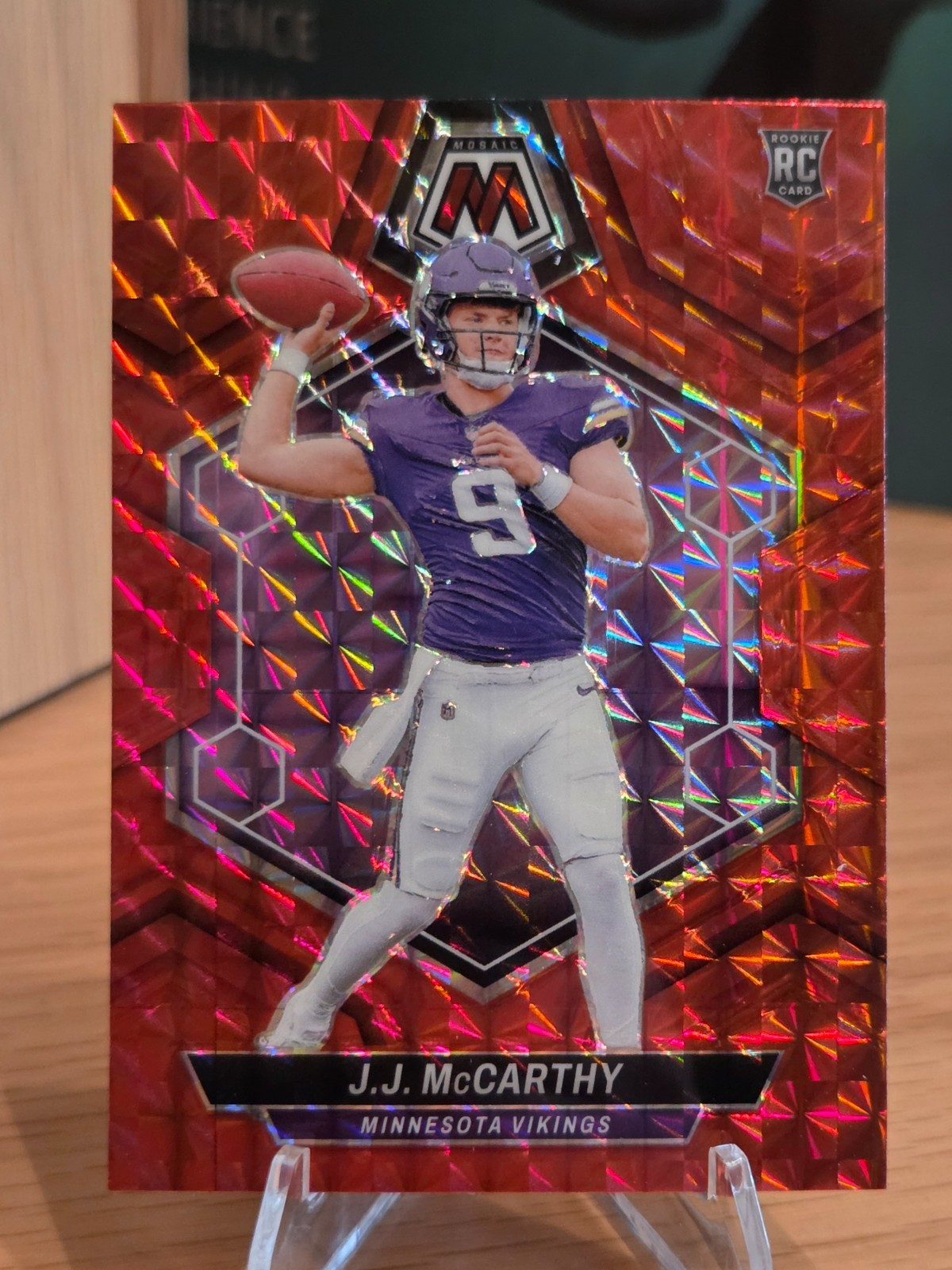 2024 Panini Mosaic - J.J. McCarthy - Rookie Red Mosaic Prizm RC Vikings #310