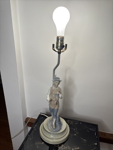 Vtg Porceval Lamp Figurine MAN WITH GOOSE Made In SPAIN Unique Rare 20.5” Works! - Picture 15 of 15