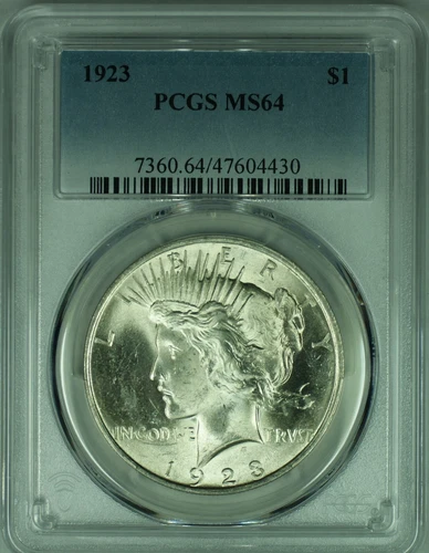 1923 Peace Silver Dollar $1 Coin PCGS MS 64 (48) A