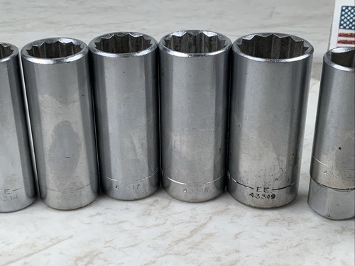 Craftsman 11pc 3/8 Drive Deep Socket Lot, 3/8-7/8 + Spark Plug Sockets, EE USA - Picture 6 of 9