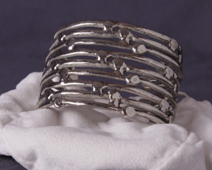 Silver Stack Ring Cuff Bracelet - Silver plated - image 1
