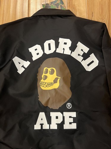 BAYC x BAPE Bored Ape Yacht Club Coach Jacket Black Size Large - Picture 7 of 12