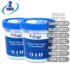 NEW Mintegrity Drug Test 13-Panel T-Cup Urine Home Kit 2-Pack #MI-TDOA-7135A3EFT