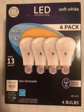 GE LED Light Bulbs, Non-Dimmable 9W 60W Equivalent , soft white, 4 pack