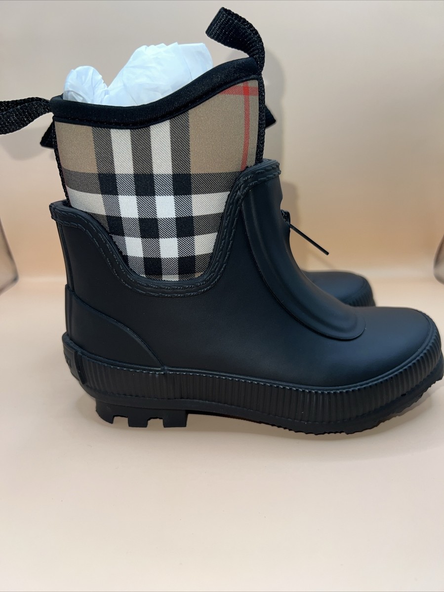 【BURBERRY】Checked and rubber rain boots レインブーツ Burberry Rubber Rain Boots Womens Szie 38 Nova Check | eBay