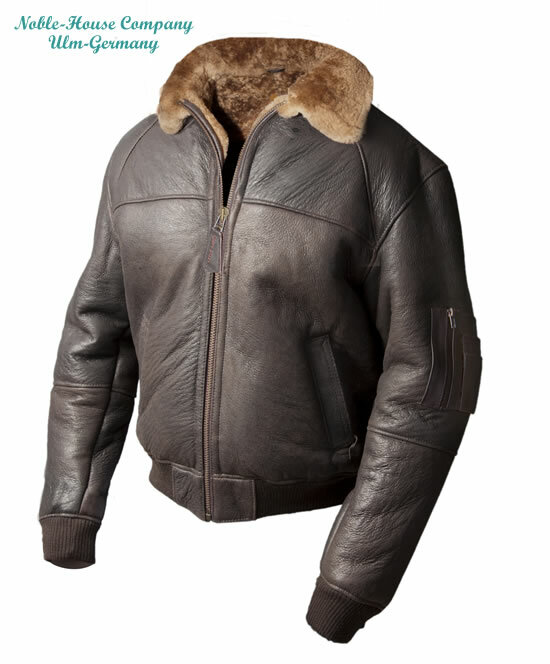 Air Force Pilotenjacke Leder Fell Herren Pilotenjacke B-15 Army