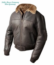 Herren Pilotenjacke B-15 Army Air Force Fliegerjacke Schaffell Leder braun NEU