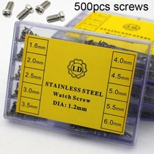 500pcs Phillips Cross Small Watch Case Screws Watch Band Link Repair Tool D1.2mm