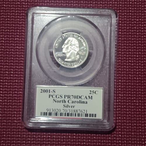 2001 S 25C Silver North Carolina Quarter PCGS PR70DCAM - Picture 2 of 2