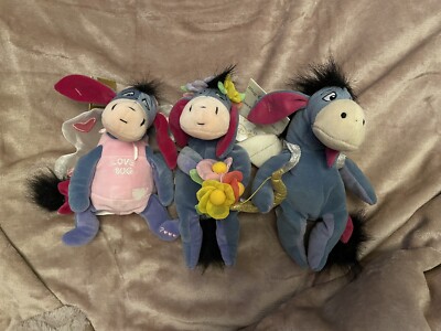 Disney Store Bean Bag Spring Plush Eeyore 9 - Flower Power, Cupid, Love Bug NWT